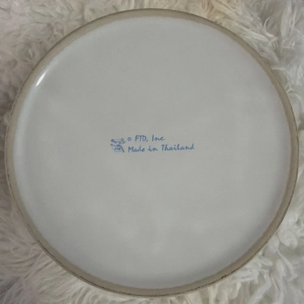 FTD Inc Collectible Blue Butterfly Accented Trinket Powder Dish Blue Butterflies